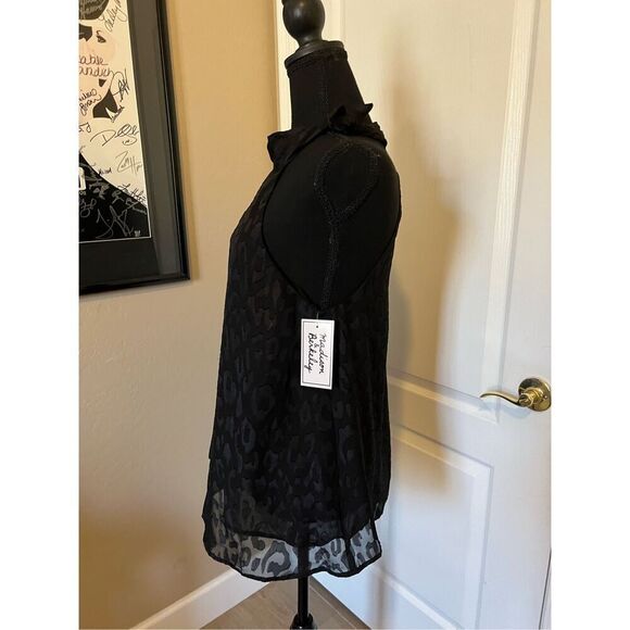 NWT Madison & Berkeley black sheer one shoulder blouse - Picture 2 of 7